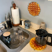 Belgian Waffle - Image 7 - Belgian Waffle Cast Iron Metal Trivet – 8.25" Round Kitchen Plaque, Durable Heat-Resistant Brown &