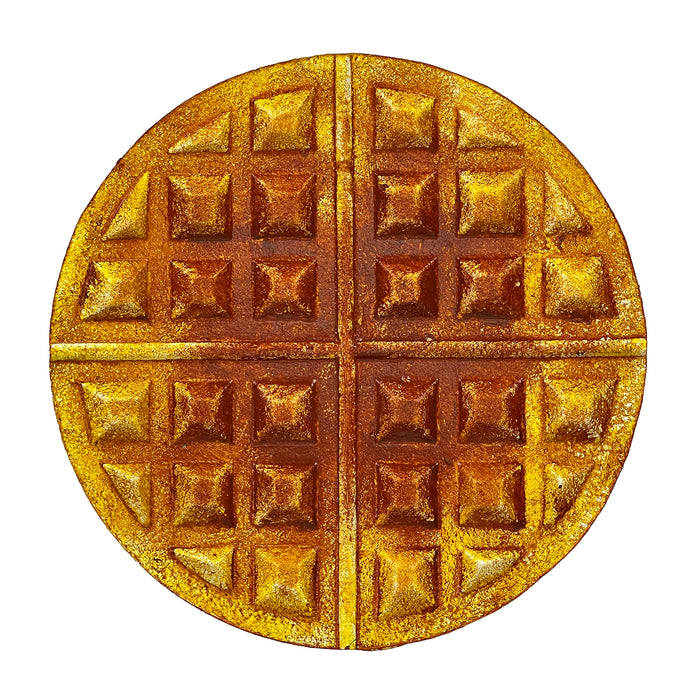 Golden Waffle - Image 1 - Zeckos Round Waffle Cast Iron Metal Trivet – 8" Kitchen Plaque, Durable Heat-Resistant Brown &