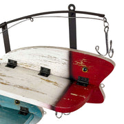 Fishing Pole Wall Shelf, 24 Inch Metal Rod with Two Wood Lure Shelves Image 3