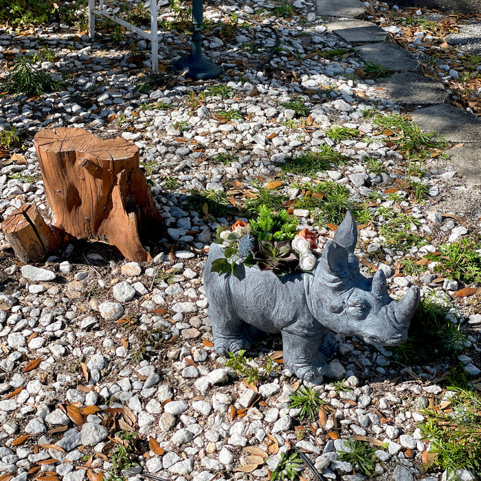 Grey - Image 8 - Charming Grey Rhino MGO Planter with Drain Holes, 18.5 inches - Weather-Resistant Magnesium Oxide for Garden