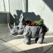 Grey - Image 7 - Charming Grey Rhino MGO Planter with Drain Holes, 18.5 inches - Weather-Resistant Magnesium Oxide for Garden