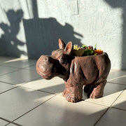 Brown - Image 6 - Charming Brown Hippo MGO Planter with Drain Hole, 17 inches - Durable Weatherproof Magnesium Oxide for