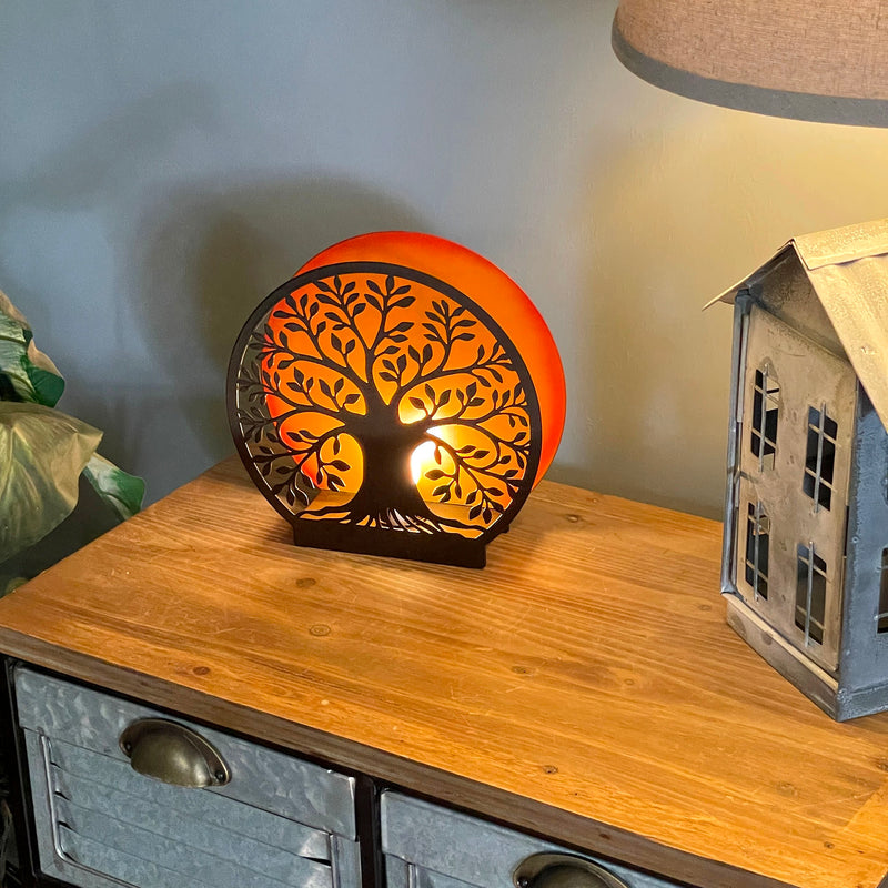 Tree of Life - Metal - Image 8 - Tree of Life Accent Lamp, 8 Inch Black Metal Amber Backlight