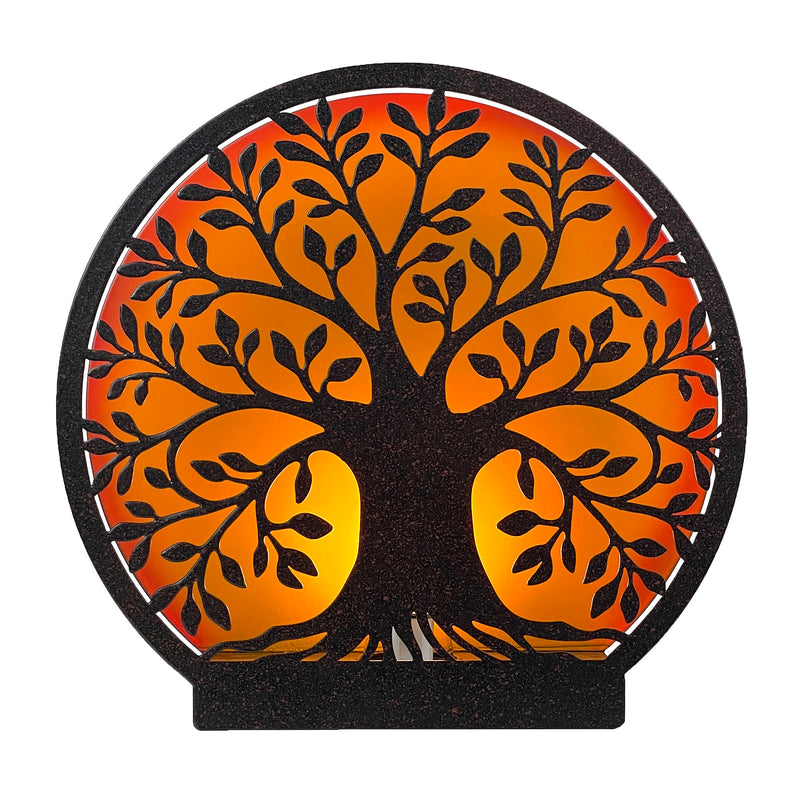Tree of Life - Metal - Image 1 - Tree of Life Accent Lamp, 8 Inch Black Metal Amber Backlight