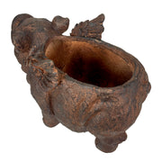 Animal Planter, 17 Inch Flying Pig with Distressed Brown Finish Image 9