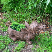Animal Planter, 18 Inch Flying Dachshund with Distressed Brown Finish Image 7