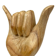 Wooden Hand Sculpture, 8 Inch Hang Loose Hand Sign Image 3