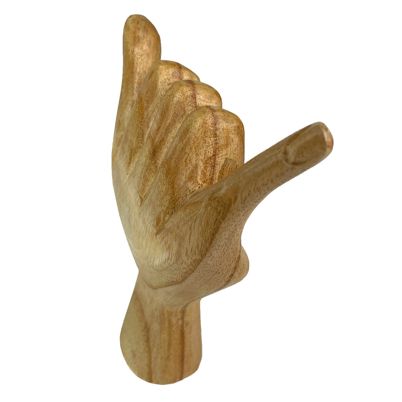 Wooden Hand Sculpture, 8 Inch Hang Loose Hand Sign Image 10