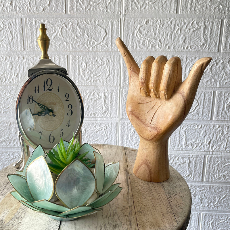 Wooden Hand Sculpture, 8 Inch Hang Loose Hand Sign Image 4
