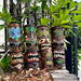 Set of 4 Hand-Carved Wooden Tiki Wall Masks, 20 Inch Tropical Decor – Palm Tree, Plumeria, Pineapple & Sea Turtle Designs,