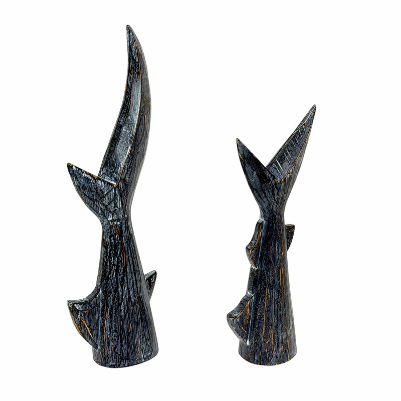 Zeckos Set of 2 Coastal Wooden Shark Tail Statues, 16 Inch Hand-Carved Wood Image 9