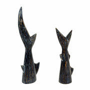 Zeckos Set of 2 Coastal Wooden Shark Tail Statues, 16 Inch Hand-Carved Wood Image 2