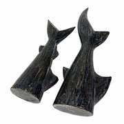 Zeckos Set of 2 Coastal Wooden Shark Tail Statues, 16 Inch Hand-Carved Wood Image 3
