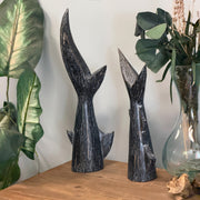 Zeckos Set of 2 Coastal Wooden Shark Tail Statues, 16 Inch Hand-Carved Wood Image 4