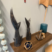 Zeckos Set of 2 Coastal Wooden Shark Tail Statues, 16 Inch Hand-Carved Wood Image 8