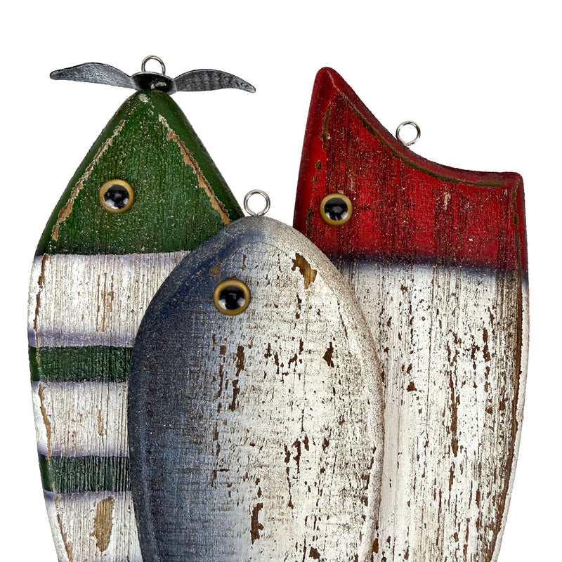 Small - Image 3 - Zeckos 9.5 Inch Fishing Lure Wall Decor Set of 3 Rustic Wood and Metal Multicolor Nautical Fish Plaques