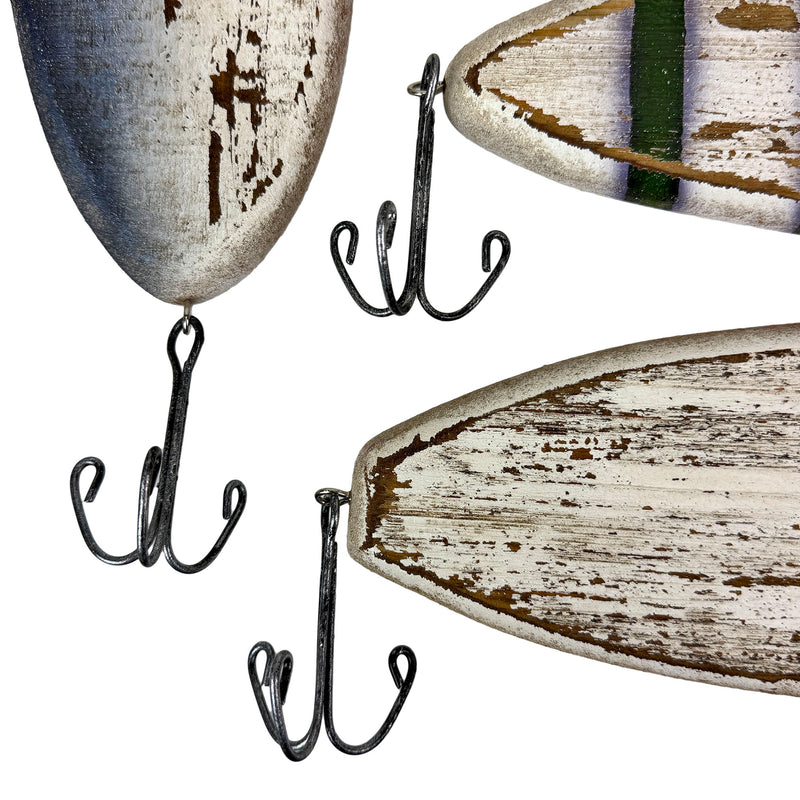 Small - Image 9 - Zeckos 9.5 Inch Fishing Lure Wall Decor Set of 3 Rustic Wood and Metal Multicolor Nautical Fish Plaques