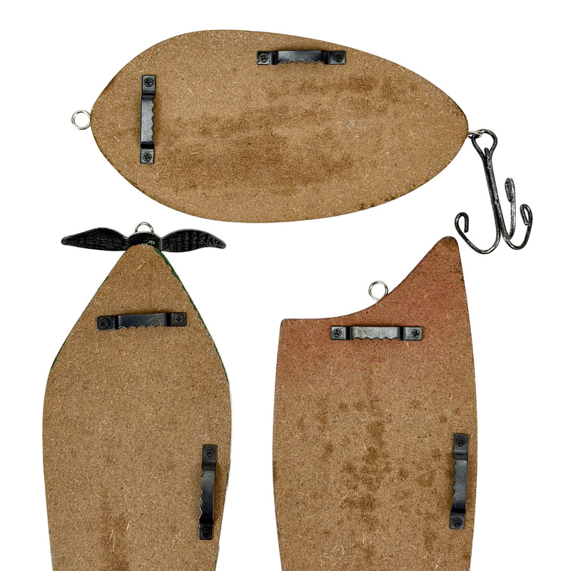 Small - Image 10 - Zeckos 9.5 Inch Fishing Lure Wall Decor Set of 3 Rustic Wood and Metal Multicolor Nautical Fish Plaques