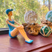 Blue - Sitting - Image 6 - Retro Beach Beauty Girl Figurine, vintage pinup statue in sunbathing sitting pose, hand painted