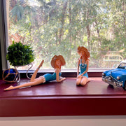 Blue - Hat Set - Image 7 - Set of 2 Beach Beauties Figurines, Aegean Blue Swimsuits with Straw Hats, Sitting and Lounging