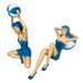Blue - Beachball Set - Image 2 - Set of 2 Beach Beauty Figurines in Aegean Blue Polka Dot Swimsuits with Beachballs, Hand