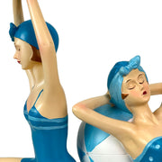 Blue - Beachball Set - Image 9 - Set of 2 Beach Beauty Figurines in Aegean Blue Polka Dot Swimsuits with Beachballs, Hand