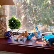 Blue - Beachball Lounging - Image 6 - Beach Beauty Sunbathing Figurine on Beachball in Aegean Blue Polka Dot Swimsuit, Hand