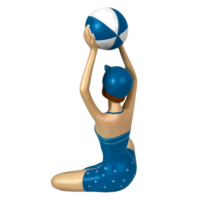 Blue - Beachball Sitting - Image 8 - Beach Beauty Girl Figurine Holding Beachball in Aegean Blue Polka Dot Swimsuit, Hand