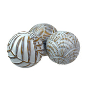 Decorative Balls Set of 3, 4.5 Inch Tropical Whitewash Bowl Filler Image 2
