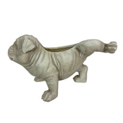 White - Image 9 - Zeckos Bulldog Planter, Antique Stone Finish Magnesium Oxide Freestanding Dog Planter, 11 Inch Tall