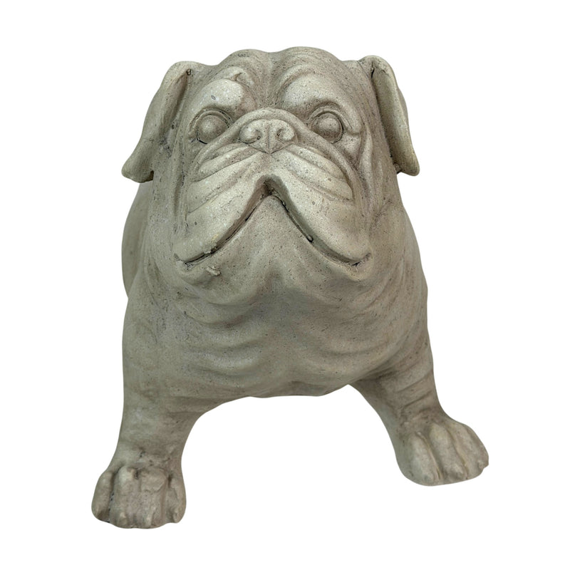 White - Image 2 - Zeckos Bulldog Planter, Antique Stone Finish Magnesium Oxide Freestanding Dog Planter, 11 Inch Tall