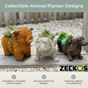 White - Image 7 - Zeckos Bulldog Planter, Antique Stone Finish Magnesium Oxide Freestanding Dog Planter, 11 Inch Tall