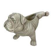 White - Image 1 - Zeckos Bulldog Planter, Antique Stone Finish Magnesium Oxide Freestanding Dog Planter, 11 Inch Tall