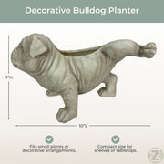 White - Image 4 - Zeckos Bulldog Planter, Antique Stone Finish Magnesium Oxide Freestanding Dog Planter, 11 Inch Tall