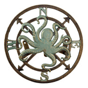 Garden Hose Holder Octopus Compass 12 Inch Cast Iron Bronze Image 2