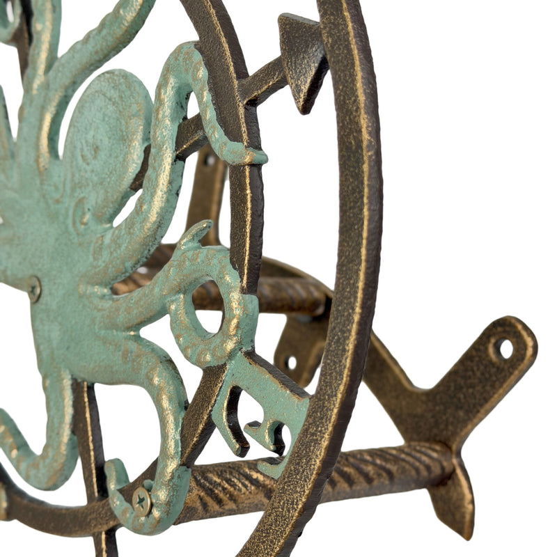 Garden Hose Holder Octopus Compass 12 Inch Cast Iron Bronze Image 6