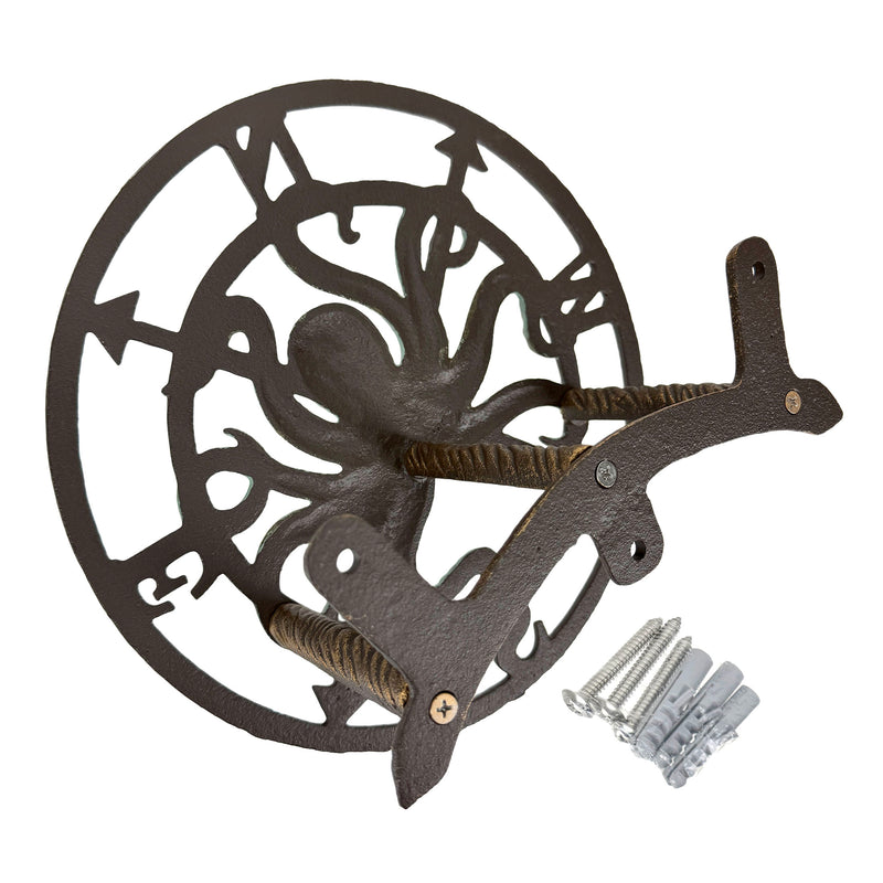 Garden Hose Holder Octopus Compass 12 Inch Cast Iron Bronze Image 7