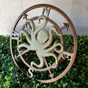 Garden Hose Holder Octopus Compass 12 Inch Cast Iron Bronze Image 4