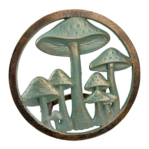 Garden Hose Holder Mushroom 12 Inch Cast Iron Verdigris Bronze Image 2