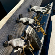 Black - Image 4 - Set of 3 Creepy Hand Wall Hooks, 4 Inch Deep Antique Black Cast Iron