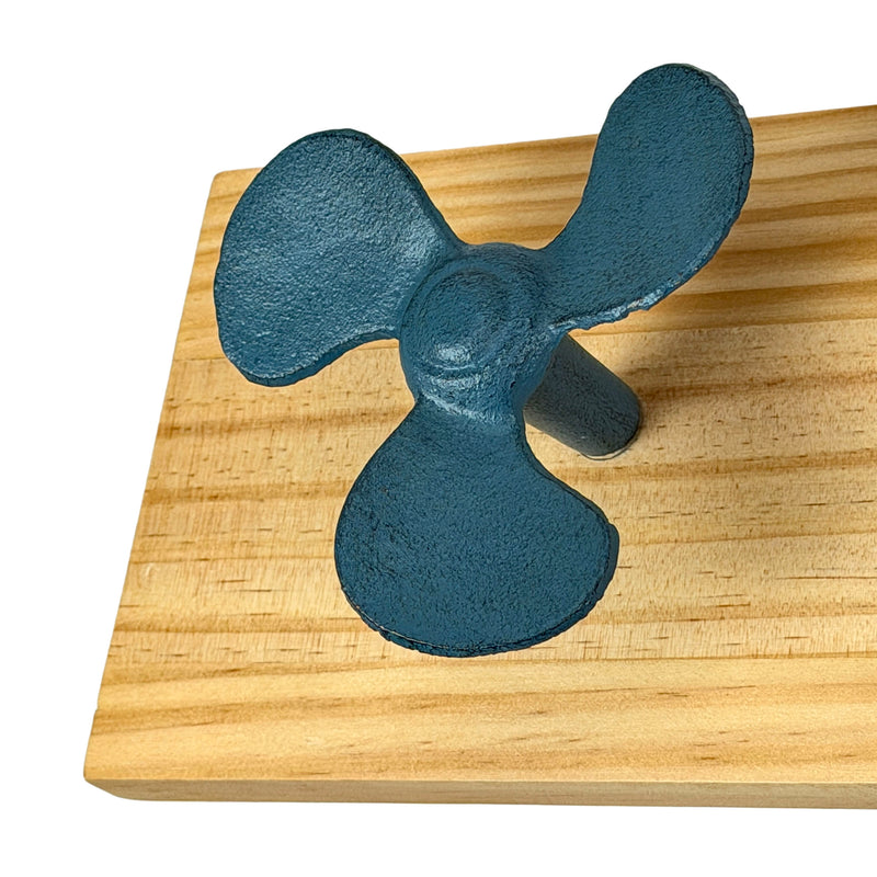 Zeckos 24 Inch Boat Propeller Wall Hooks Rack on Natural Wood Board, Nautical Multicolor Metal and Wood Wall Mounted Coat and