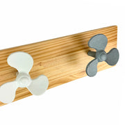 Zeckos 24 Inch Boat Propeller Wall Hooks Rack on Natural Wood Board, Nautical Multicolor Metal and Wood Wall Mounted Coat and