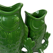 Green - Image 10 - Zeckos Porcelain Decorative Vases Set of 2 in Glossy Green Gurgling Fish Style, 8 X 5.5 X 3.75 in Overall,
