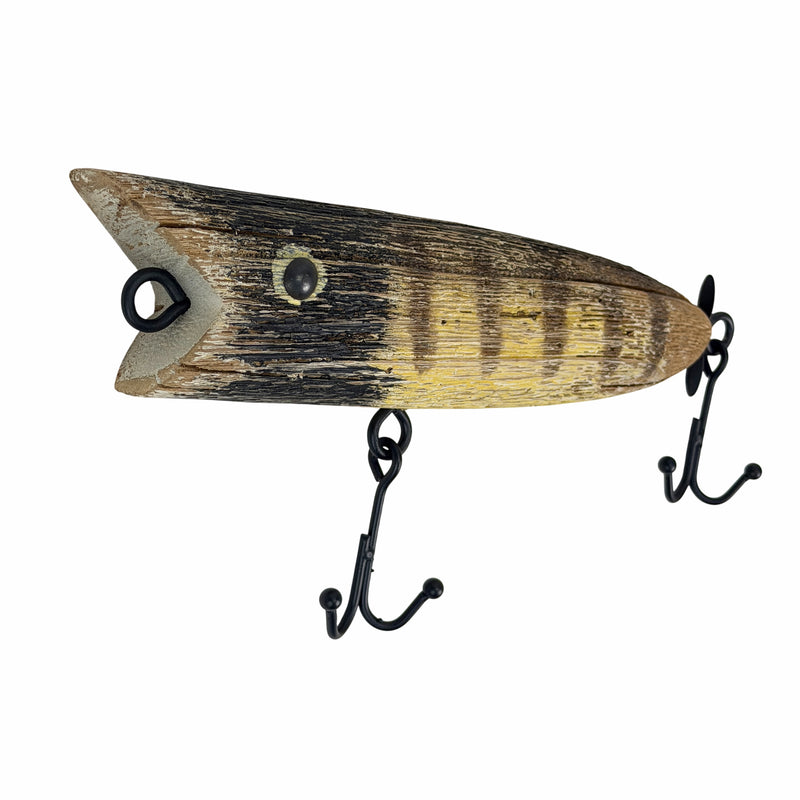 Zeckos Fishing Lure Wall Sculpture, Decorative Striped Wood, 12.5 Inch Image 3
