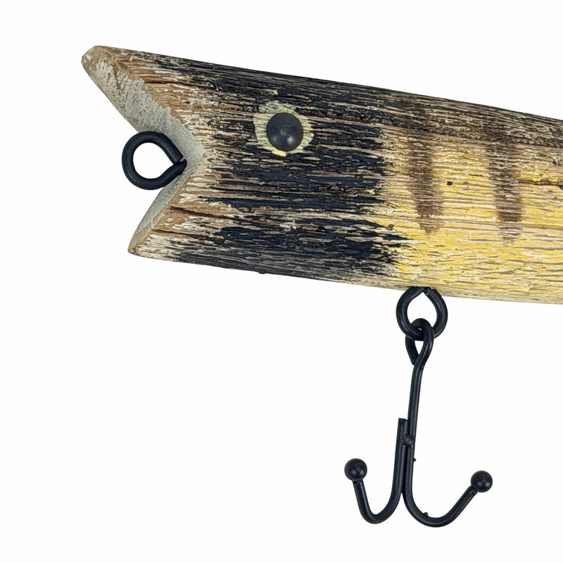 Zeckos Fishing Lure Wall Sculpture, Decorative Striped Wood, 12.5 Inch Image 9