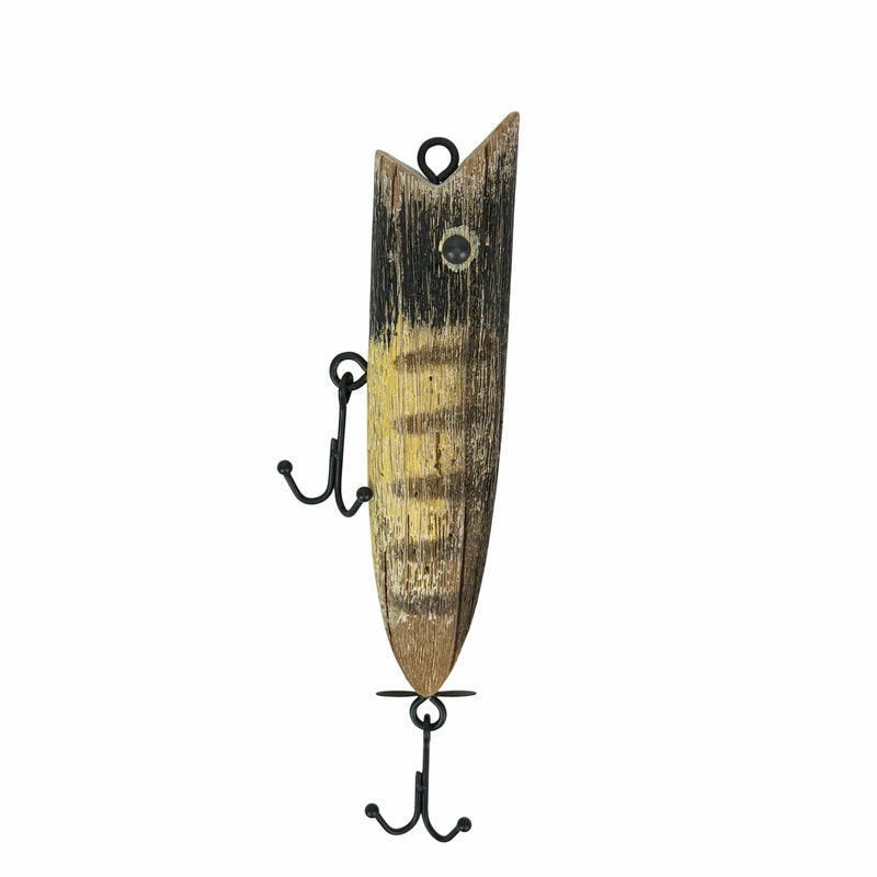 Zeckos Fishing Lure Wall Sculpture, Decorative Striped Wood, 12.5 Inch Image 2