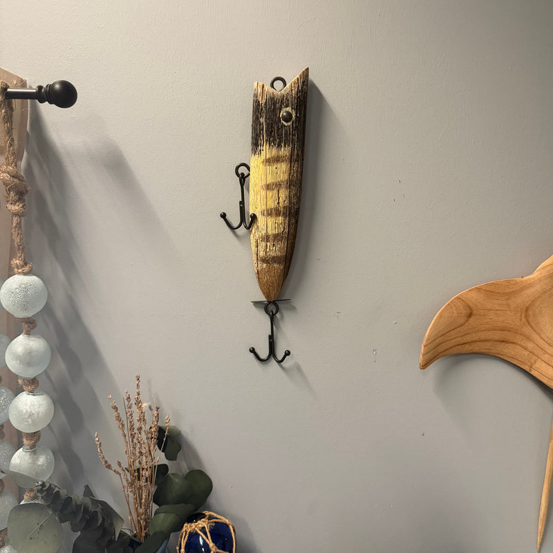 Zeckos Fishing Lure Wall Sculpture, Decorative Striped Wood, 12.5 Inch Image 6