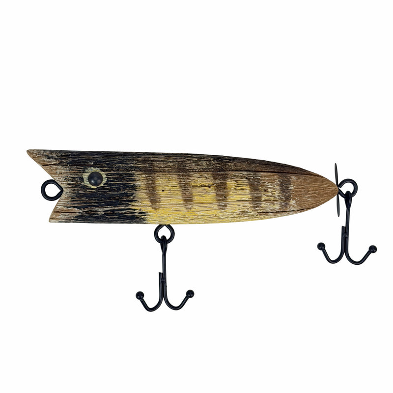 Zeckos Fishing Lure Wall Sculpture, Decorative Striped Wood, 12.5 Inch Image 1