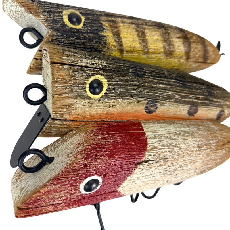 barber fishing lures on wall cr gazette Fishing Lure Wall Sculptures Set of 3 with Hooks