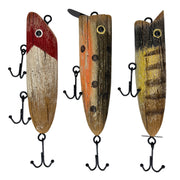 Large - Image 2 - Zeckos Fishing Lure Wall Hook Sculptures Set of 3, Wood and Metal Vintage Wall Decor, Distressed